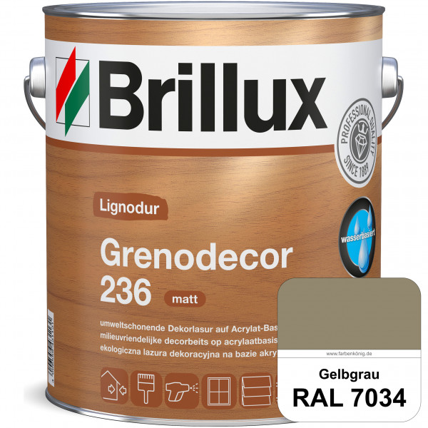 Grenodecor 236 (RAL 7034 Gelbgrau) Umwelt- und gesundheitsschonende, diffusionsfähige Dekorlasur mit