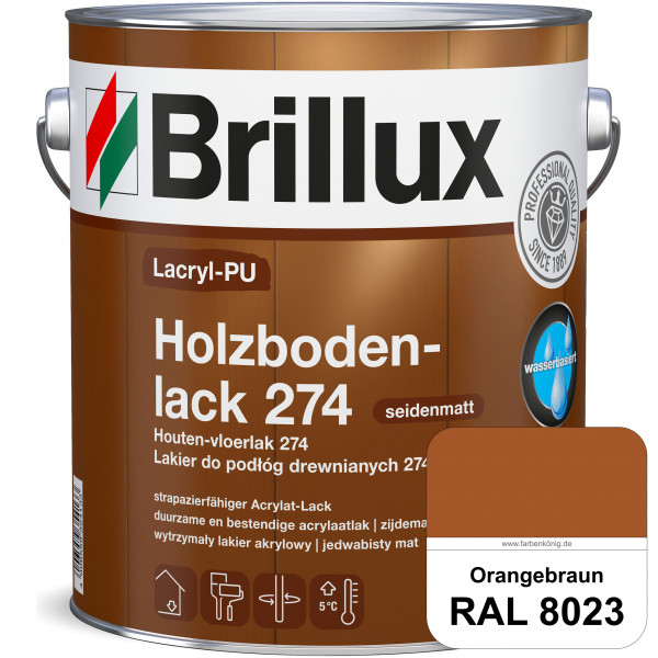 Lacryl-PU Holzbodenlack 274 (RAL 8023 Orangebraun) hochwertige & widerstandsfähige, deckende Versieg