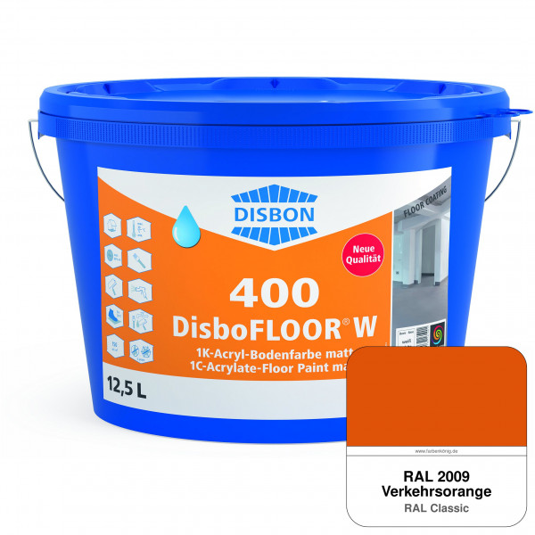 DisboFLOOR W 400 1K-Acryl-Bodenfarbe (RAL 2009 Verkehrsorange)