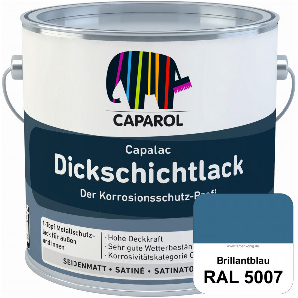 Capalac Dickschichtlack (RAL 5007 Brillantblau) 1-Topf Metallschutzlack (löselmittelhaltig) innen &