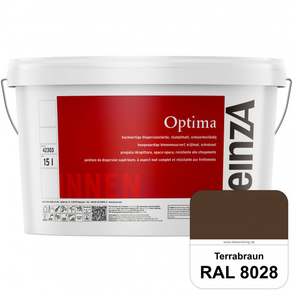 einzA Optima (RAL 8028 Terrabraun) Stumpfmatte Dispersionsfarbe für hochwertige Anstriche