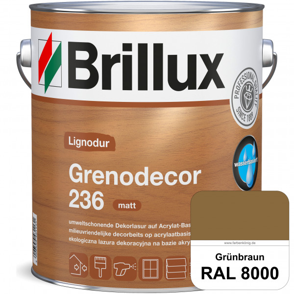 Grenodecor 236 (RAL 8000 Grünbraun) Umwelt- und gesundheitsschonende, diffusionsfähige Dekorlasur mi