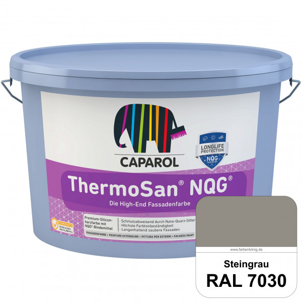 ThermoSan NQG (RAL 7030 Steingrau) schmutzabweisende Siliconharz Fassadenfarbe mit Algen- und Pilzsc