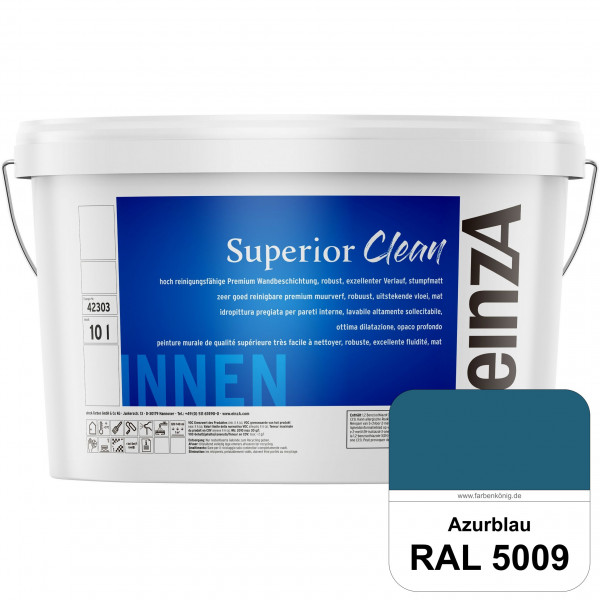 einzA Superior Clean (RAL 5009 Azurblau) Hoch reinigungsfähige, stumpfmatte Premium-Wandbeschichtung