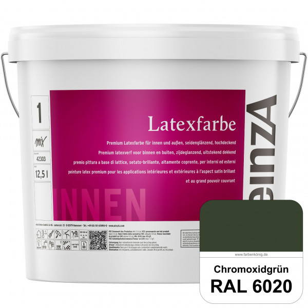 einzA Latexfarbe Premium (RAL 6020 Chromoxidgrün) Hochwertige scheuerbeständige seidenglänzende Late