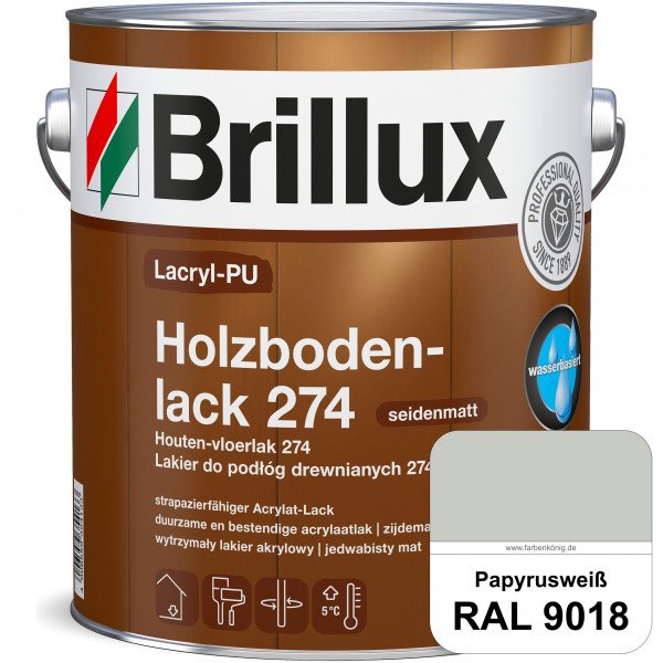 Lacryl-PU Holzbodenlack 274 (RAL 9018 Papyrusweiß) hochwertige & widerstandsfähige, deckende Versieg