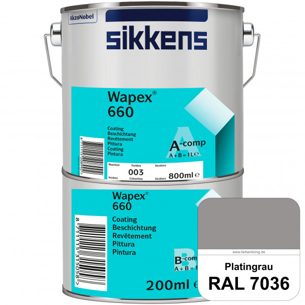 Wapex 660 Set (RAL 7036 Platingrau) seidenglänzende 2K-Epoxidharzlack für Böden & Wände (innen)
