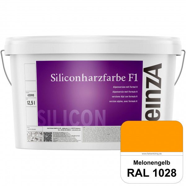 einzA Siliconharzfarbe F1 (RAL 1028 Melonengelb) Universal Siliconharz-Fassadenfarbe, kalkmatt, wett