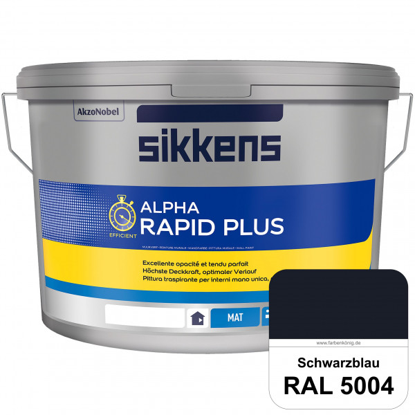 Alpha Rapid Plus (RAL 5004 Schwarzblau) Hochwertige & stumpfmatte Wandfarbe für mittlere Belastungen