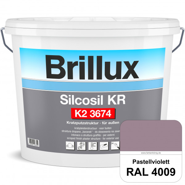 Silcosil KR K2 3674 (RAL 4009 Pastellviolett) siliconverstärkter Dekorputz, Kratzputzstruktur, wette