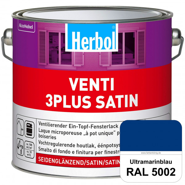 Venti 3Plus Satin (RAL 5002 Ultramarinblau) feuchtigkeitregulierender & seidenglänzender Ein-Topf-Fe