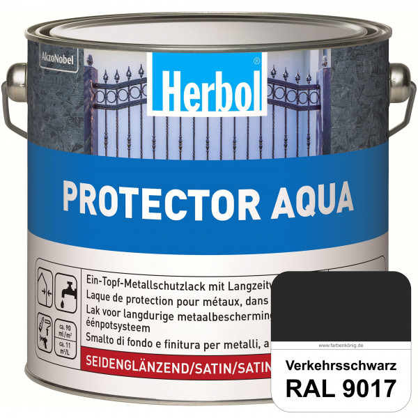 Protector Aqua (RAL 9017 Verkehrsschwarz) Lack für Eisen, Stahl und NE-Metalle (Innen&Außen)