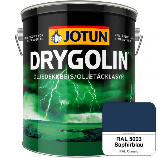 DRYGOLIN Oljedekkbeis - Deckende & wetterbeständige Öllasur für Außen (RAL 5003 Saphirblau)