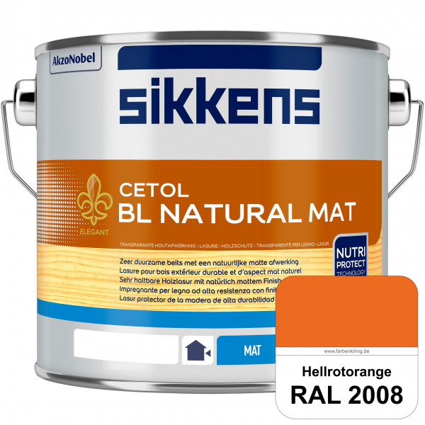 Cetol BL Natural Mat (RAL 2008 Hellrotorange) Matte, wasserverdünnnbare Dünnschichtlasur