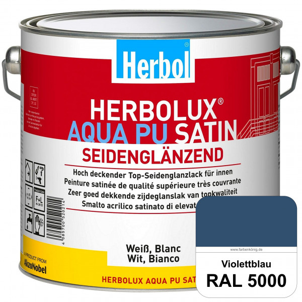 Herbolux Aqua PU Satin (RAL 5000 Violettblau) Wasserverdünnbarer Top-PU-Seidenglanzlack (Innen)