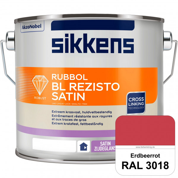 Rubbol BL Rezisto Satin (RAL 3018 Erdbeerrot) seidenglänzender und strapazierfähiger Lack (wasserbas
