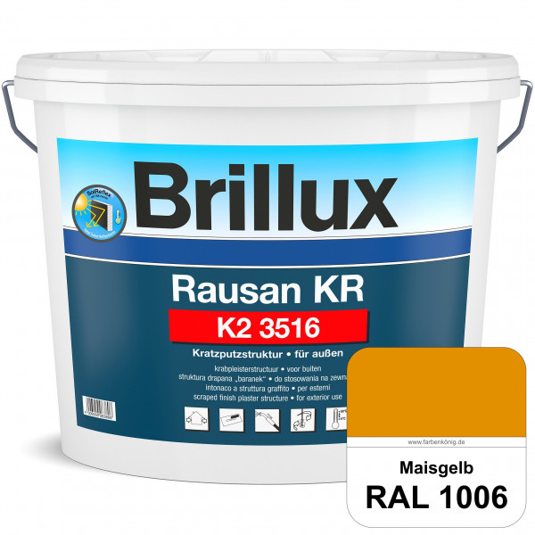 Rausan KR K2 3516 mit Protect (RAL 1006 Maisgelb) Organisch gebundener Kratzputz für wetterbeständig