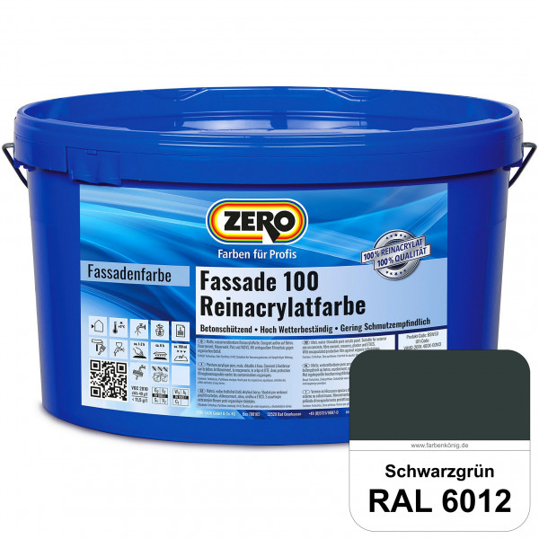 Fassade 100 Reinacrylatfarbe (RAL 6012 Schwarzgrün)