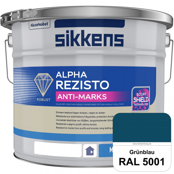 Alpha Rezisto Anti-Marks (RAL 5001 Grünblau) Extrem widerstandsfähige Innenwandfarbe