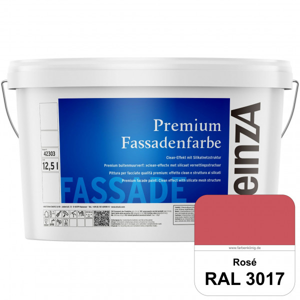 einzA Premium Fassadenfarbe (RAL 3017 Rosa) Hochwertige Fassadenfarbe mit Clean-Effekt