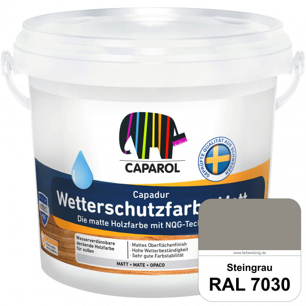 Capadur Wetterschutzfarbe Matt (RAL 7030 Steingrau) matte Holzfarbe mit NQG-Technologie für außen