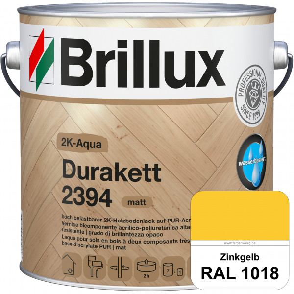 2K-Aqua Durakett 2394 (RAL 1018 Zinkgelb) Wasserbasierter 2K-Versiegelung für Parkettfußböden, Diele