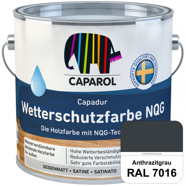 Capadur Wetterschutzfarbe NQG (RAL 7016 Anthrazitgrau) Holzfarbe mit NQG-Technologie wasserbasiert f