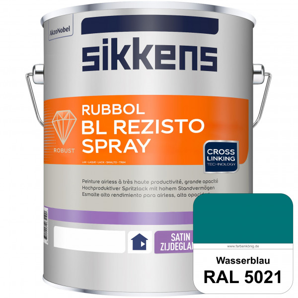 Rubbol BL Rezisto Spray (RAL 5021 Wasserblau) Hochwertiger, strapazierfähiger Airlesslack für (innen