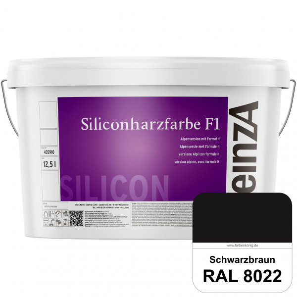 einzA Siliconharzfarbe F1 (RAL 8022 Schwarzbraun) Universal Siliconharz-Fassadenfarbe, kalkmatt, wet