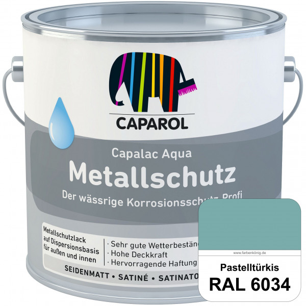 Capalac Aqua Metallschutz (RAL 6034 Pastelltürkis) wasserbasierter Korrosionsschutz für Stahl & verz