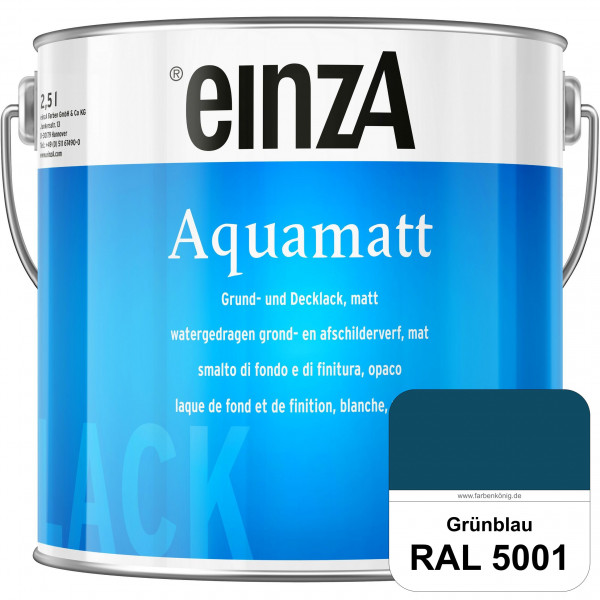 einzA Aquamatt (RAL 5001 Grünblau) Wasserverdünnbare Vorstreichfarbe & matte Lackfarbe
