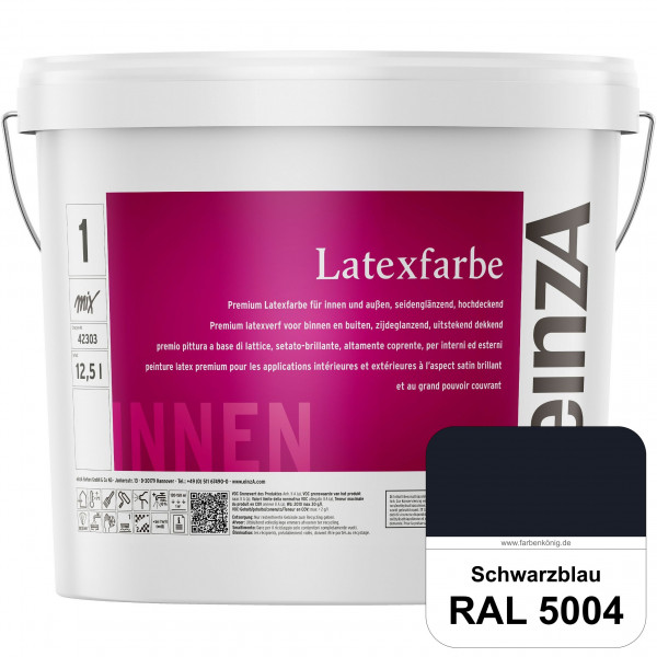 einzA Latexfarbe Premium (RAL 5004 Schwarzblau) Hochwertige scheuerbeständige seidenglänzende Latexf