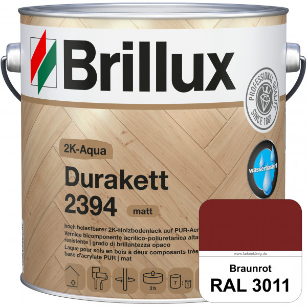 2K-Aqua Durakett 2394 (RAL 3011 Braunrot) Wasserbasierter 2K-Versiegelung für Parkettfußböden, Diele
