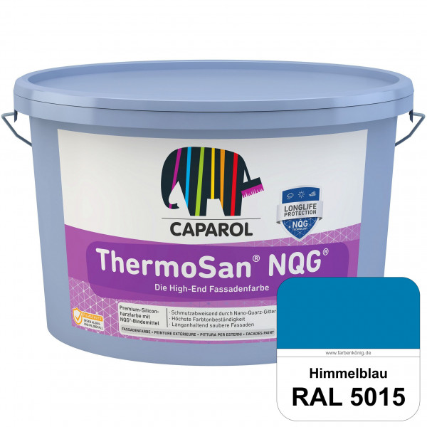 ThermoSan NQG (RAL 5015 Himmelblau) schmutzabweisende Siliconharz Fassadenfarbe mit Algen- und Pilzs