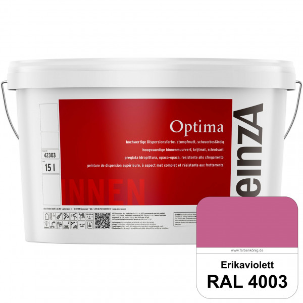 einzA Optima (RAL 4003 Erikaviolett) Stumpfmatte Dispersionsfarbe für hochwertige Anstriche