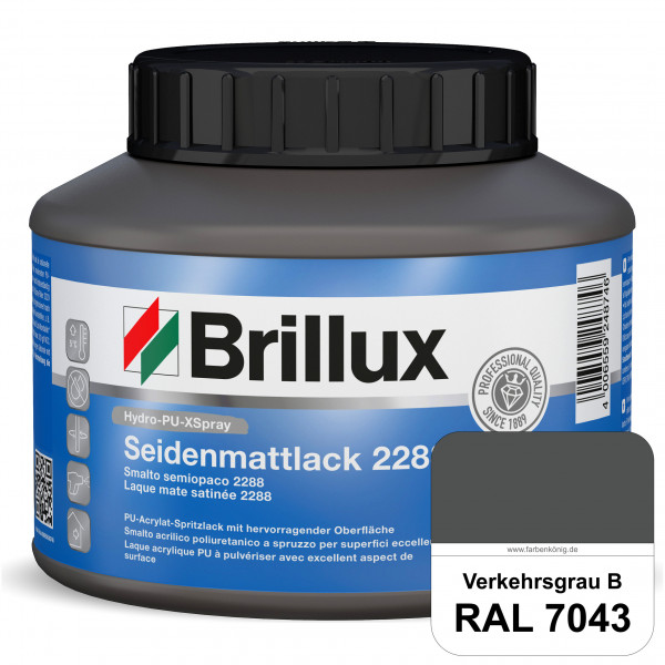 Hydro-PU-XSpray Seidenmattlack 2288 (RAL 7043 Verkehrsgrau B) hochwertiger Lack speziell für das XVL
