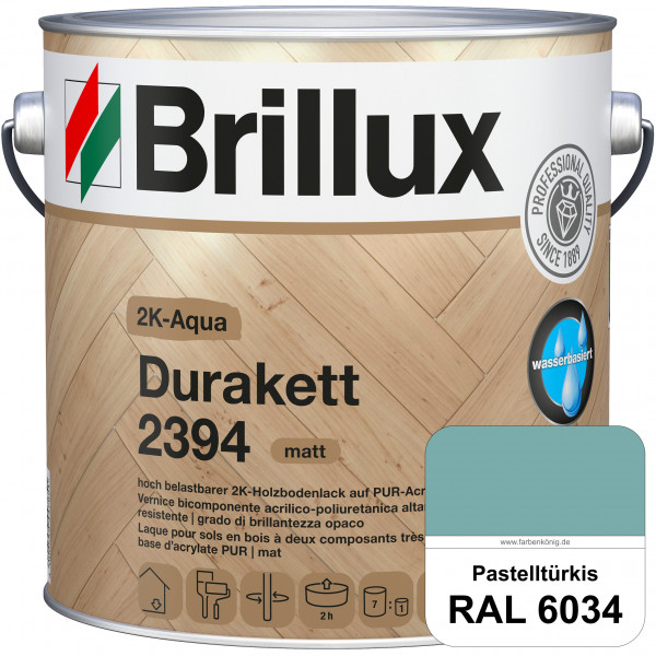 2K-Aqua Durakett 2394 (RAL 6034 Pastelltürkis) Wasserbasierter 2K-Versiegelung für Parkettfußböden,