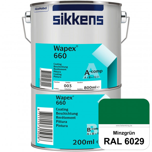 Wapex 660 Set (RAL 6029 Minzgrün) seidenglänzende 2K-Epoxidharzlack für Böden & Wände (innen)