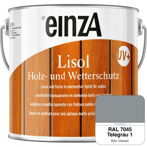 einzA Lisol Holz- und Wetterschutz Lasur und Farbe (RAL 7045 Telegrau 1)