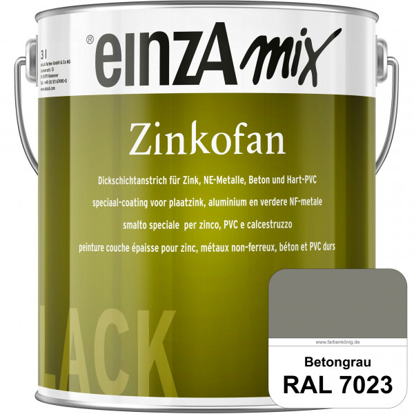 einzA Zinkofan (RAL 7023 Betongrau) Hoch wetterbeständiges "Dickschicht-1-Topf-System"