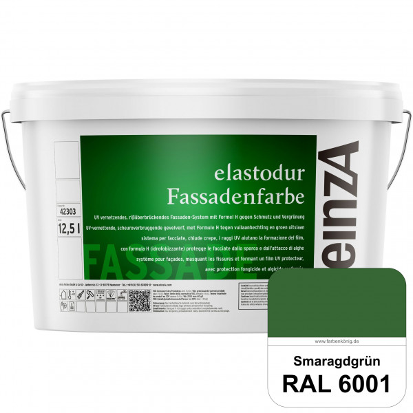 einzA elastodur Fassadenfarbe (RAL 6001 Smaragdgrün) UV-vernetzendes & rissüberbrückendes Fassadenfa