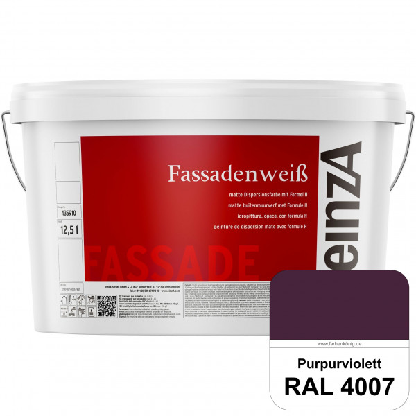 einzA Fassadenweiß (RAL 4007 Purpurviolett) Sil-Fassadenfarbe gegen Schmutz & Vergrünung