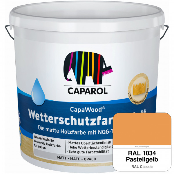 CapaWood® Wetterschutzfarbe Matt (RAL 1034 Pastellgelb) - ersetzt Capadur Wetterschutzfarbe Matt