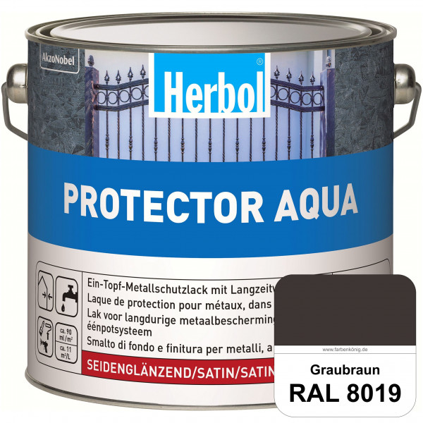 Protector Aqua (RAL 8019 Graubraun) Lack für Eisen, Stahl und NE-Metalle (Innen&Außen)