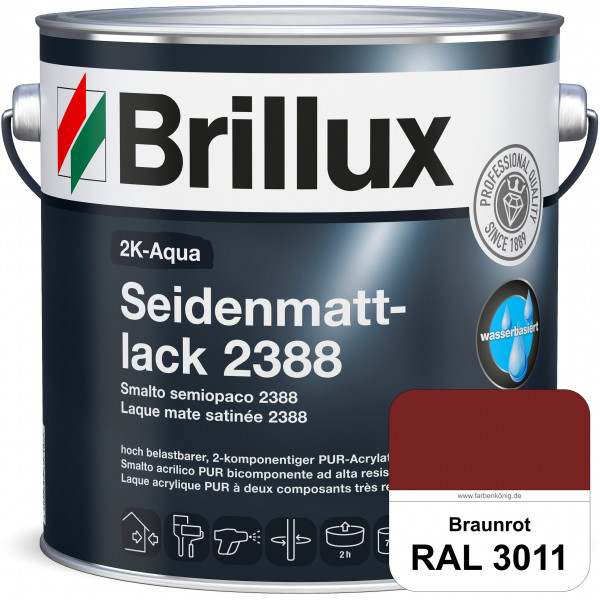 2K-Aqua Seidenmattlack 2388 (RAL 3011 Braunrot) mechanisch und chemisch hoch belastbar für außen & i