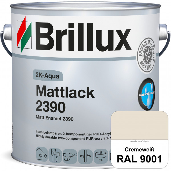 2K-Aqua Mattlack 2390 (RAL 9001 Cremeweiß) mechanisch und chemisch hoch belastbar für außen & innen