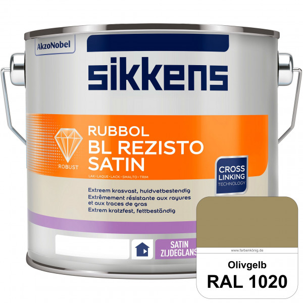 Rubbol BL Rezisto Satin (RAL 1020 Olivgelb) seidenglänzender und strapazierfähiger Lack (wasserbasie