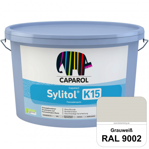 Capatect Sylitol Fassadenputz K15 (RAL 9002 Grauweiß) Silikatisch gebundener Strukturputz nach DIN E