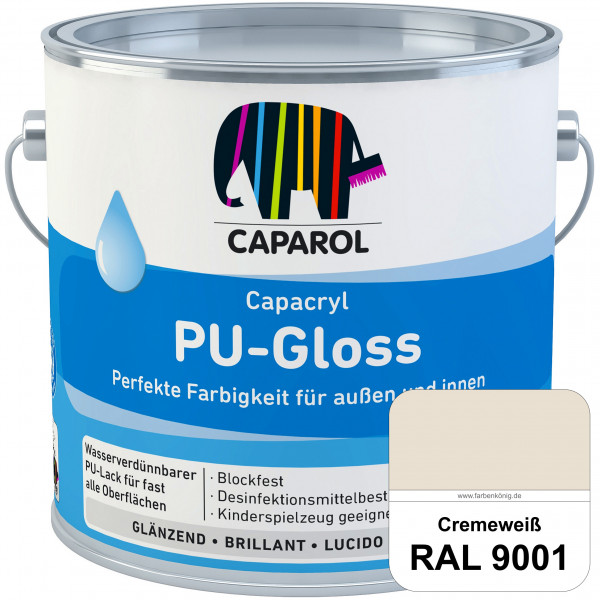 Capacryl PU-Gloss (RAL 9001 Cremeweiß) glänzender & wasserbasierter Lack (innen & außen)