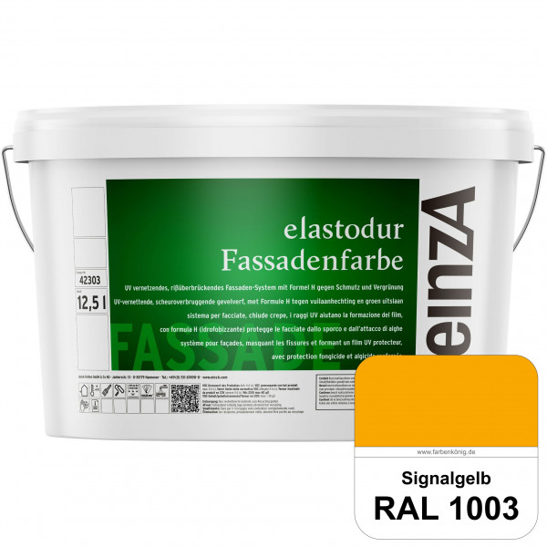 einzA elastodur Fassadenfarbe (RAL 1003 Signalgelb) UV-vernetzendes & rissüberbrückendes Fassadenfar